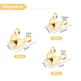 150Pcs 3 Styles Brass Bead Tips, Nickel Free, Calotte Ends, Clamshell Knot Cover, Real 18K Gold Plated, 50pcs/style