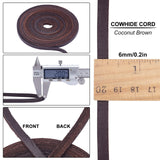 Cowhide Cord, for Necklace & Bracelet Making Accessories, Coconut Brown, 6x2mm