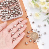 304 Stainless Steel European Beads, Large Hole Beads, Rondelle, Stainless Steel Color, 8x6mm, Hole: 4mm, 100pcs/box