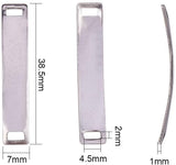 Curved Rectangle 304 Stainless Steel Blank Tag Links, Stainless Steel Color, 38.5x7x1mm, Hole: 4x4mm, 20pcs/box