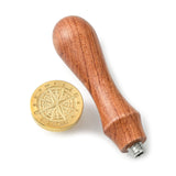 DIY Scrapbook, Brass Wax Seal Stamp and Wood Handle Sets, Compass Pattern, Golden, 8.9cm, Stamps: 2.55x1.4cm