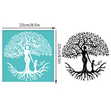 Self-Adhesive Silk Screen Printing Stencil, for Painting on Wood, DIY Decoration T-Shirt Fabric, Tree of Life, 220x220mm