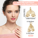 10Pcs Rack Plating Brass Pendants, Long-Lasting Plated, with Jump Rings, Lead Free & Cadmium Free, Rainbow with Cloud, Real 18K Gold Plated, 14x16.5x2.5mm, Hole: 3mm