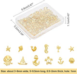 Alloy Cabochons, Epoxy Resin Supplies Filling Accessories, for Resin Jewelry Making, Mixed Shapes, Golden, 176pcs/box