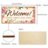 Printed Wood Hanging Wall Decorations, for Front Door Home Decoration, with Jute Twine, Rectangle with Word, BurlyWood, 30x15x0.5cm, Rope: 40cm