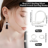 50Pcs Brass Leverback Earring Findings, with Horizontal Loops & 50Pcs Jump Rings, 925 Sterling Silver Plated, 15.6x10x2mm, Hole: 1.4mm, Pin: 0.8mm