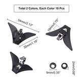 20Pcs 2 Colors Iron Tie Clips, with Plastic Fixed Collar, Mixed Color, 30x54x19mm, 10pcs/color