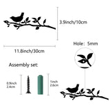 Iron Hanging Decors, Metal Art Wall Decoration, Branch & Bird, for Living Room, Home, Office, Garden, Kitchen, Hotel, Balcony, Matte Gunmetal Color, 100x300x1mm