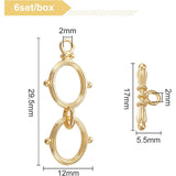 Brass Toggle Clasps, Long-Lasting Plated, Double Ring & Bar, Real 18K Gold Plated, 29.5x12x1.7mm, Hole: 2mm, 6 set/box