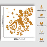 PET Hollow Out Drawing Painting Stencils, for DIY Scrapbook, Photo Album, Fairy, 300x300mm