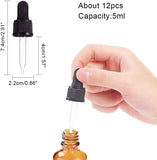 Glass Dropper Set Transfer Graduated Pipettes, Black, 7.4x2.2cm, Fit for 10ml Essential Oil Bottle