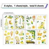 8 Sheets 8 Styles PVC Waterproof Wall Stickers, Self-Adhesive Decals, for Window or Stairway Home Decoration, Rectangle, Lemon, 200x145mm, about 1 sheets/style