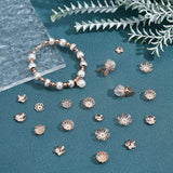 80Pcs 8 Style 304 Stainless Steel Bead Caps, Half Round & Flower, Rose Gold, 8x2.5mm, hole: 0.5mm