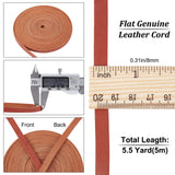 Flat Leather Jewelry Cord, Jewelry DIY Making Material, Saddle Brown, 8x2mm, about 5.47 Yards(5m)/Roll