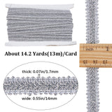 13M Metallic Yarn Ribbons, Jacquard Ribbon, Centipede Lace Ribbons, Garment Accessories, Silver, 1/2 inch(14mm), about 14.22 Yards(13m)/Card
