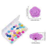 40Pcs 10 Colors Food Grade Eco-Friendly Silicone Beads, Chewing Beads For Teethers, DIY Nursing Necklaces Making, Rose, Mixed Color, 20.5x21x12.5mm, Hole: 2mm, 4pcs/color