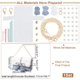 DIY Cherry Decoration Shoulder Bag Making Kits, including Thick Wool Yarns, Imitation Leather Fabric, Plastic Mesh Canvas Sheet, Iron Findings, Magnetic Clasp, Light Sky Blue, 22x13x5cm