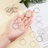 30Pcs 5 Colors Ion Plating(IP) 316 Surgical Stainless Steel Hoop Earrings Findings, Wine Glass Charms Findings, Octagon, Mixed Color, 25x26.5x0.7mm, 6pcs/color