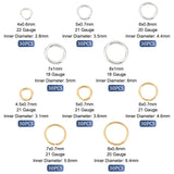 300Pcs 10 Styles Brass Jump Rings, Open Jump Rings, Long-Lasting Plated, Round Ring, Mixed Color, 4~8x0.7~1mm, 18~21 Gauge, Inner Diameter: 2.8~6.4mm, 30pcs/style