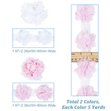 9~10 Yards 2 Colors 3D Organza Flower Trimming, Costume Accessories, For Party Wedding Decoration, Mixed Color, 50~60mm, 4.5~5 yards/color