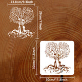 PET Hollow Out Drawing Painting Stencils, for DIY Scrapbook, Photo Album, Tree, 30x30cm