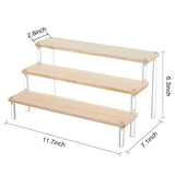 3-Tier Wood & Plastic Minifigures Display Risers, for Models, Building Blocks, Doll Display Holder, with Screws and Screwdriver, Bisque, Finished Product: 29.7x18x16cm