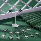 DIY Blank Dome Earring Making Kit, Including Moon & Star & Rectangle & Teardrop 201 Stainless Steel Earring Hooks with Round Trays, Glass Cabochons, Stainless Steel Color, 48Pcs/box