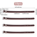 Cowhide Leather Watch Band Strap, Watch Belt, Fit Slide Charms, with Iron Clasps, Platinum, Coconut Brown, 20.5x1.2x0.2cm