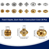 320Pcs 16 Style Tibetan Style Alloy Spacer Beads, Lead Free & Cadmium Free, Mixed Shape, Antique Silver & Antique Golden, 20pcs/style
