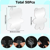 50Pcs Transparent Acrylic Disc Pendants, Acrylic Blanks, Bear Pattern, 2mm