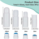 12 Sets 4 Styles Sponge Head Applicator Bottle, HDPE(High Density Polyethylene) Liquid Liniment Bottle, Refillable Skin Care Cosmetic Travel Container, Snow, 9.9~12.5x2.9~4cm, Capacity: 20~100ml(0.68~3.38fl. oz), 3 sets/style