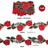 2 Yards Polyester Embroidery Rose Lace Ribbon, Flower Lace Trim, for Clothing Sewing, Indian Red, 4-3/4 inch(120mm), about 1.99 Yards(1.82m)/Set