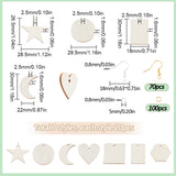 DIY Geometry Dangle Earring Making Kit, Including Star & Moon & Heart & Hexagon Unfinished Wood Pendants, Brass Earring Hooks & Jump Rings, BurlyWood, 480Pcs/box