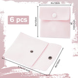 Square Velvet Jewelry Bags, with Snap Fastener, Pink, 10x10x1cm