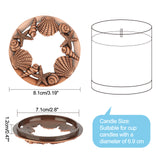 Zinc Alloy Cover, for Aromatherapy Candle, Flat Round with Shell & Starfish & Conch Pattern, Red Copper, 81x12mm
