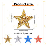 24Pcs 4 Colors Star Hotfix Rhinestone, Costume Accessories, Sewing Craft Decoration, for Independence Day, Mixed Color, 35x37x2.5mm, 6pcs/color