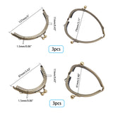 Iron Purse Clasp Frame, Bag Kiss Clasp Lock, for DIY Craft, Purse Making, Bag Making, Antique Bronze, 6pcs/set