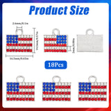 18Pcs Independence Day Alloy Pendants, with Rhinestone, Platinum, Rectangle Flag Charm, Colorful, 14.5x16.5x2mm, Hole: 2.6mm