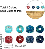 160Pcs 4 Colors Natural Imperial Jasper Beads Strands, Dyed, Heishi Beads, Flat Round/Disc, Mixed Color, 4x2~2.5mm, Hole: 0.5mm, 40pcs/color