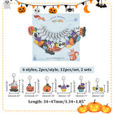 Alloy Enamel Halloween Theme Pendant Locking Stitch Markers, Zinc Alloy Lobster Claw Clasps Stitch Marker, Pumpkin Jack-O'-Lantern/Cake/Candy, Mixed Color, 3.4~4.7cm, 6 style, 2pcs/style, 12pcs/set