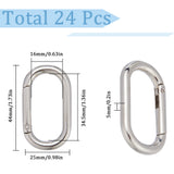 24Pcs Zinc Alloy Spring Gate Rings, Oval, Platinum, 44x25x5mm, Inner Diameter: 34.5x16mm