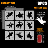 9Pcs 9 Styles PET Hollow Out Drawing Painting Stencils, for DIY Scrapbook, Photo Album, Horse, 150x150mm, 9 styles, 1pc/style, 9pcs/set.