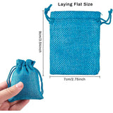 Burlap Packing Pouches Drawstring Bags, Mixed Color, 9x7cm, 2pcs/color, 30pcs/set