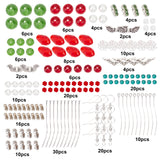 188Pcs DIY Christmas Themed Earring Making Kits, Including Glass & Alloy & Glass Pearl Beads, Brass Acrylic Rhinestone Spacer Beads, Iron Pins & Earring Hooks& Bead Caps, Mixed Color, 12mm, Hole: 2mm, 182pcs/box