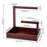 Wooden Jewelry Organizer Display Stands, with Rings Earrings Tray, for Hanging Necklaces, Bracelets, keys, Rectangle, Coconut Brown, Finished Product: 26x18x24cm