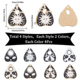 32Pcs 8 Style Planchette Alloy Enamel Pendants, Heart Charms, Platinum & Light Gold, 26x22x1mm, Hole: 2mm, 4pcs/style