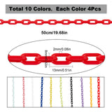 40 Strands 10 Colors Opaque Acrylic Cable Chains, Oval, Mixed Color, 13x8x2mm, about 164.04 Feet(50m)/strand, 4 Strand/color