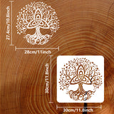 PET Hollow Out Drawing Painting Stencils, for DIY Scrapbook, Photo Album, Tree of Life Pattern, 30x30cm