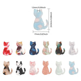 24Pcs 12 Colors Cellulose Acetate(Resin) Pendants, Cat Charms, Mixed Color, 24.5x17x2.5mm, Hole: 1.2mm, 2pcs/color