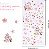 Waterproof Plastic Adhesive Craft Sheets, Sakura Theme, for Craft Decoration, Pink, Flower Pattern, 175x90x1mm, 6sheet/set
